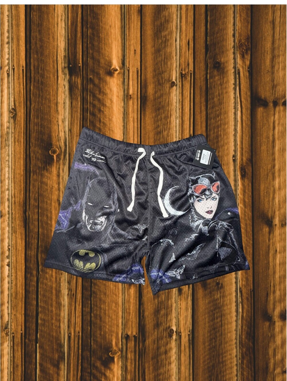 Batman and Catwoman Graphic Shorts Black Large